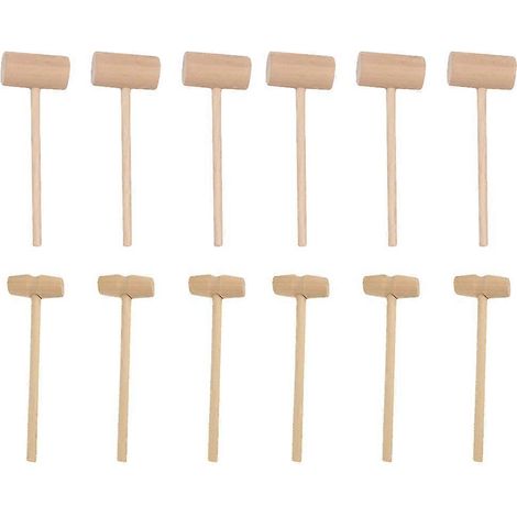 Set Mit 12 Mini-holzhämmern Für Kinder – 15,00 X 3,80 X 2,50 Cm – Verschiedene Farben
