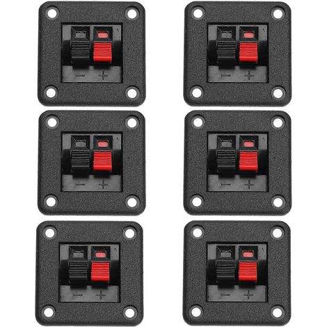 Set Mit 6 Anschlussklemmen Für Stereolautsprecher, Verteilerplatine Und Schalter. – 4,2 X 4,2 Cm – Schwarz