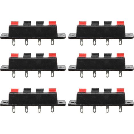 Set Mit 6 Anschlussklemmen Für Stereolautsprecher, Verteiler Und Schalter. – 6,5 X 2 Cm – Schwarz