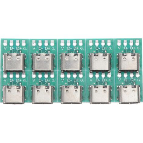 10er-packung Usb-c-adapter Zum Selbstbauen: Usb Typ-c 3.1-buchse – 1,50 X 1,20 X 0,40 Cm