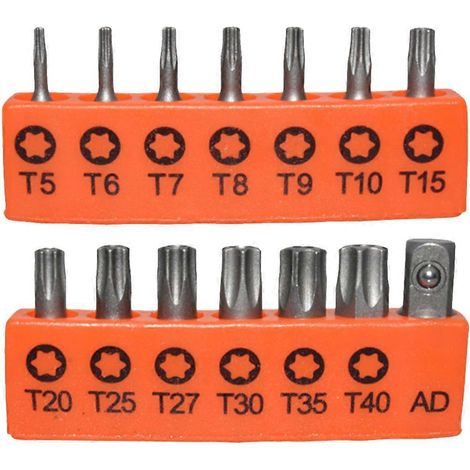 1 Satz Torx-sicherheitsschraubendreherbits, Sicherheitsbits Aus Stahl Für Metall Und Holz Mit Adapter – 6 X 2,5 X 0,9 Cm – Orange