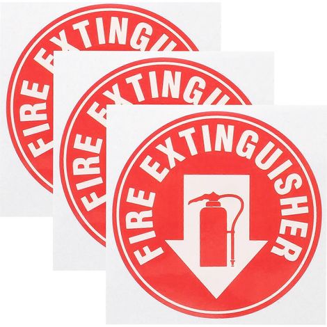 Set Mit 3 Runden Aufklebern Für Feuerlöscher, Sicherheitskennzeichnung. – 11,00 X 11,00 X 0,10 Cm