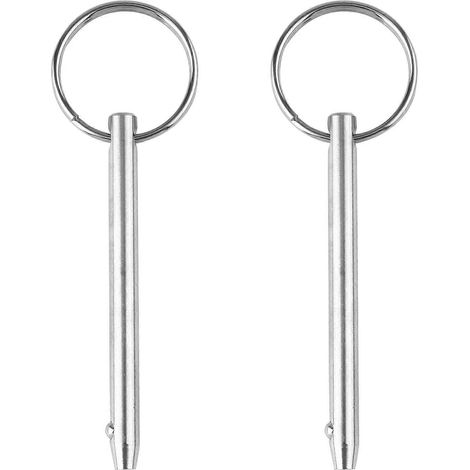 Set Mit 2 Schnellverschlussbolzen Für Bootsdeckscharniere, Bootszubehör Aus Edelstahl – 7,5 X 0,6 Cm – Silber
