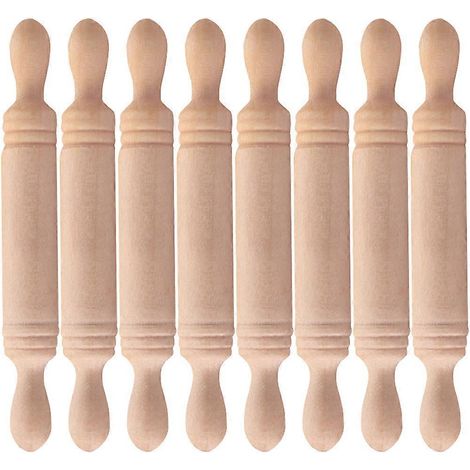 Set Mit 8 Mini-nudelhölzern Aus Holz, Miniatur-hausdekoration – 5 X 0,7 Cm – Khaki 8
