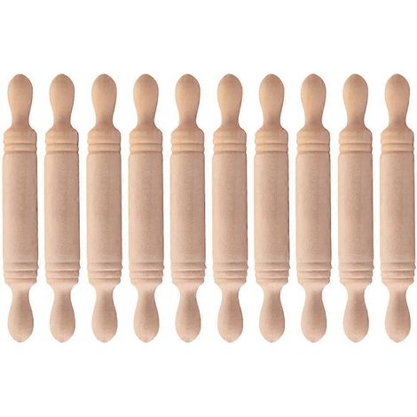 Set Mit 10 Mini-nudelhölzern Aus Holz, Nudelholz-zubehör, Nudelholzmodelle Für Puppenhäuser – 5 X 0,7 X 0,7 Cm