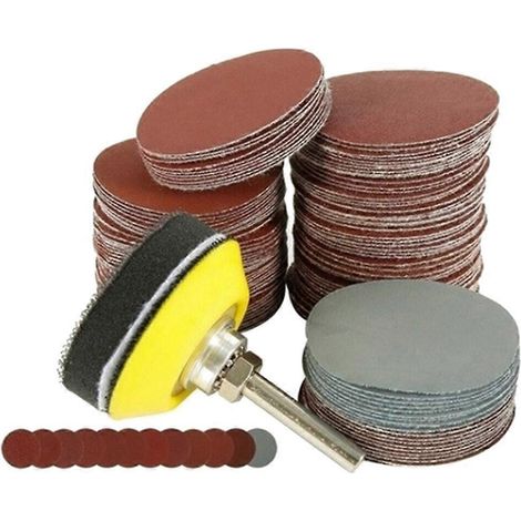 100 Blatt Rundes, Selbstklebendes, Beflocktes Schleifpapier, Einfach, Praktisch Und Langlebig – 2,50 X 2,50 X 0,10 Cm – Gelb
