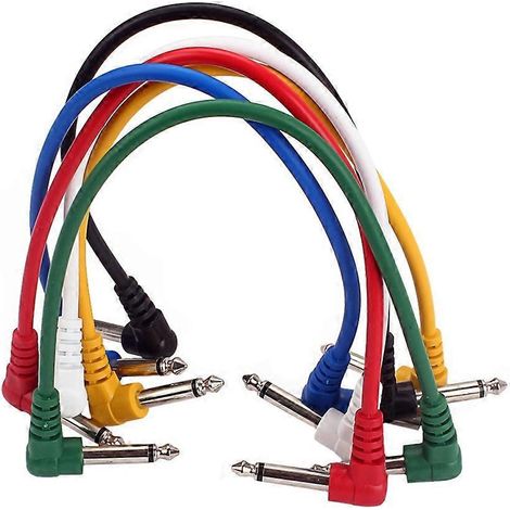 Set Mit 6 Patchkabeln Für Gitarre, Effektpedale, Audioanschlüsse Mit 6,35 Mm (1/4 Zoll) Rechtwinkligen Steckern Für Gitarre, Bass, Mikrofon Und Verstärker.