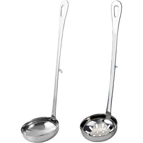Edelstahl-sieb- Und Löffelset Mit Topfhaken (silber) – 23,5 X 6 Cm – Silber