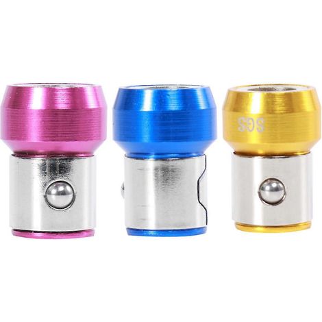Set Mit 3 Universellen 6,35-mm-schraubendreherbits Mit Magnetischem Metallring Und Starker, Polloser Magnethülse (blau, Gold Und Lila) – 1,5 X 1,5 X 2,1 Cm