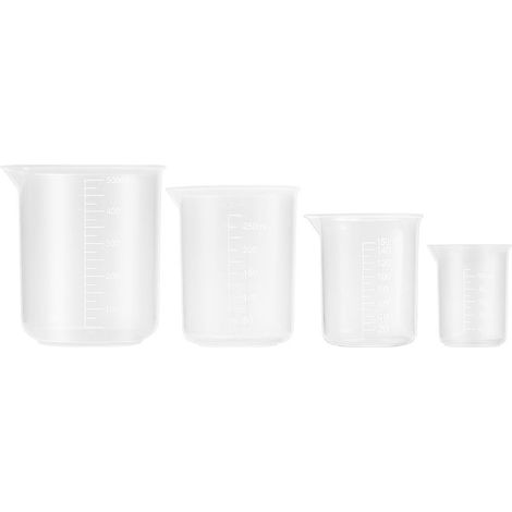 Nuolux Set Mit 4 Messbechern Aus Transparentem Kunststoff: 50 Ml / 150 Ml / 250 Ml / 500 Ml