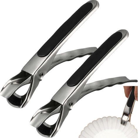 Set Mit 2 Hitzebeständigen Edelstahl-greifzangen Für Geschirr, Mikrowelle, Toaster Und Dampfgarer. – 18 X 3 X 9 Cm