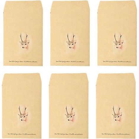 Set Mit 10 Farbenfrohen Retro-kraftpapierumschlägen Zur Vielseitigen Aufbewahrung (weißes Hirschmotiv) – 18,00 X 11,00 X 0,50 Cm