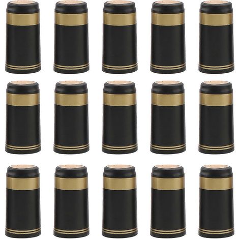100 Schrumpfkapseln Für Weinflaschen Mit Geradem Hals (schwarz, Goldener Rand) – 3 X 3 X 6 Cm – Schwarz