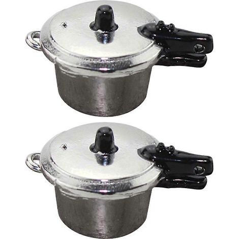 Set Mit 2 Mini-schnellkochtöpfen Aus Aluminiumlegierung, Haushaltsaccessoires – 3,2 X 1,9 X 1,8 Cm – Silber/schwarz
