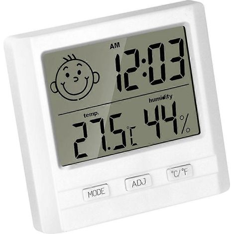 Digitales Thermometer-hygrometer Zur Messung Von Innentemperatur, Luftfeuchtigkeit Und Außentemperatur, Ideal Für Zuhause Und Büro (batterielos). – Weiß