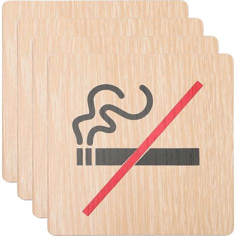 Set Mit 4 „rauchen Verboten“-warnschildern Für Hotels, Aus Holz. – 10 X 10 Cm