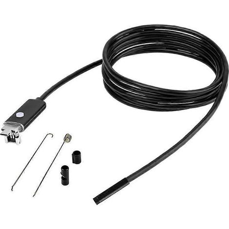 2-in-1 Wasserdichte Inspektionskamera, 2 M, 5,5 Mm, 6 Leds, Ip67, Für Android-smartphones Und Pcs (schwarz)