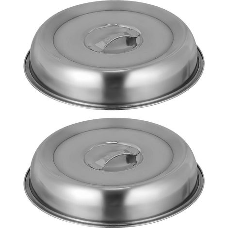 Set Mit 2 Edelstahl-lebensmitteldeckeln Für Den Haushalt, Ölbeständige Steakdeckel – 20 X 20 X 3,5 Cm – Silber