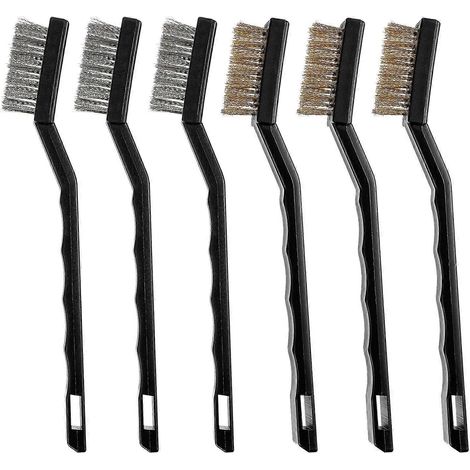 Bestomz Set Mit 6 Mini-drahtbürsten Aus Edelstahl Und Messing Mit Gebogenem Griff