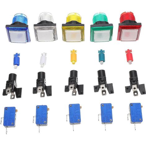 Set Mit 5 Rechteckigen Kunststoff-druckknöpfen Für Spiele Und Schalter – 3,5 X 3,3 X 3,3 Cm