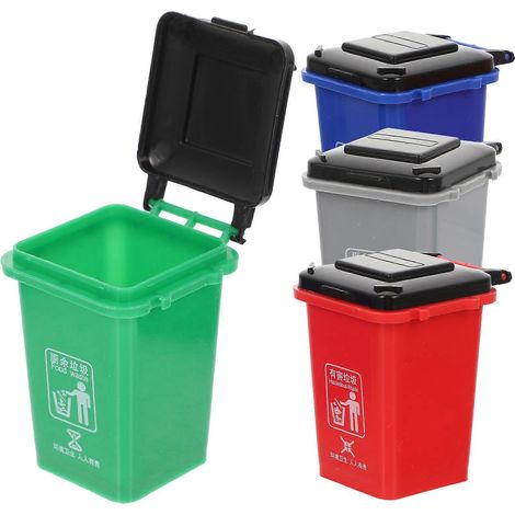 Set Mit 4 Mini-mülleimern Für Kinder, Zur Mülltrennung Und Als Miniaturdekoration. – 5,7 X 4 X 4 Cm