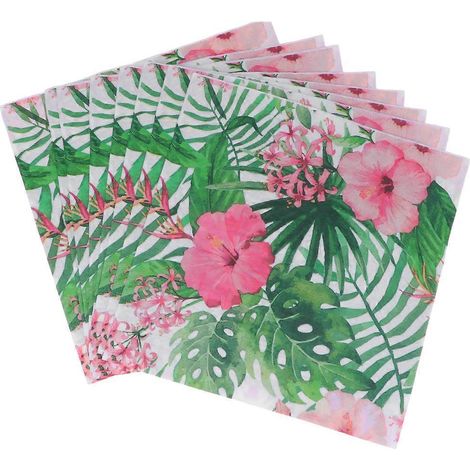 Set Mit 20 Einwegservietten Mit Monstera-blumenmuster, Ideal Für Eine Sommerparty Im Hawaii-stil. – M