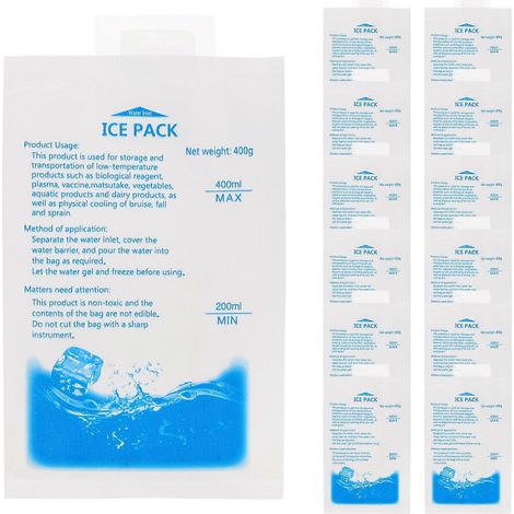 Packung Mit 30 Tragbaren Kühlakkus Für Lebensmittellieferungen, Wiederverwendbar. – 21,50 X 12,00 X 0,05 Cm