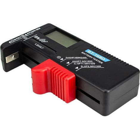 Universeller Batterietester Mit Digitalanzeige Für 1,5 V Bis 9 V Batterien Der Größen Aa, Aaa Und Cd (schwarz Und Rot) – 11 X 6 Cm – Schwarz