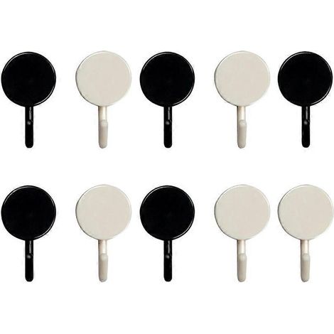 Set Mit 10 Praktischen, Selbstklebenden Haken (ohne Bohren) Für Hüte, Handtücher, Schlüssel, Kleidung Und Mäntel – Für Mehr Ordnung In Haus Und Küche (weiß + Schwarz) – 2,85 Cm