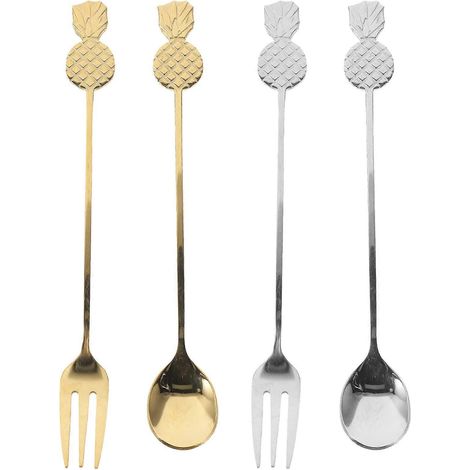 Teelöffel, Teelöffel Mit Ananasförmigem Griff, Eisgabel – 14,5 X 1,5 Cm