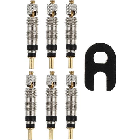 Set Mit 6 Presta-ersatzkernen Für Schlauchlose Fahrradreifen Und 1 Kernauszieher. – 2,6 X 0,4 Cm