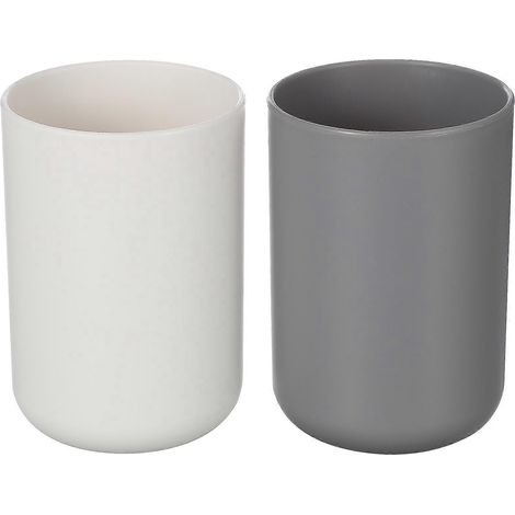 Set Mit 2 Zahnbürstenhaltern Aus Kunststoff Im Kreativen Japanischen Stil Für Das Badezimmer (weiß Und Grau) – 2 Stück