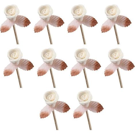 Set Mit 10 Geraden Rattanstäben, Natürliche Duftdiffusoren, Ätherische Öldiffusoren, Rattanstäbe Verziert Mit Rosenblüten Und -blättern – Mittel
