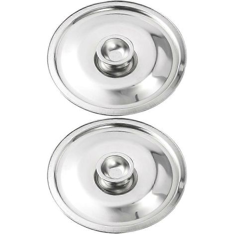 Set Mit 2 Wiederverwendbaren, Hitzebeständigen Edelstahldeckeln Für Ölflaschen. – 10 X 10 X 1 Cm – Silber
