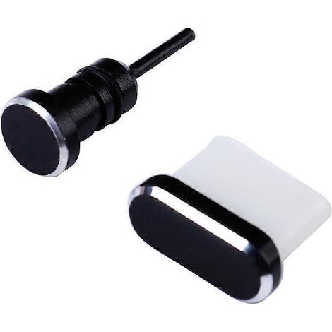 2er-pack Staubschutzstopfen Für 3,5-mm-kopfhörerbuchse Und Usb-typ-c-anschluss Für Xiaomi 4c/5s/letv 1s/huawei P9/honor V8/galaxy S8/s8+/lg V30/v20 (b) – 0,50 X 0,50 X 1,50 Cm – Schwarz