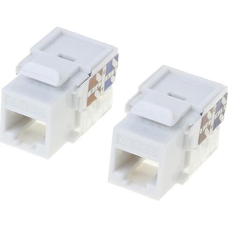 2er-pack Rj45 Cat5e Keystone-buchseneinsätze, Crimp-keystone-buchsenadapter, Weiß