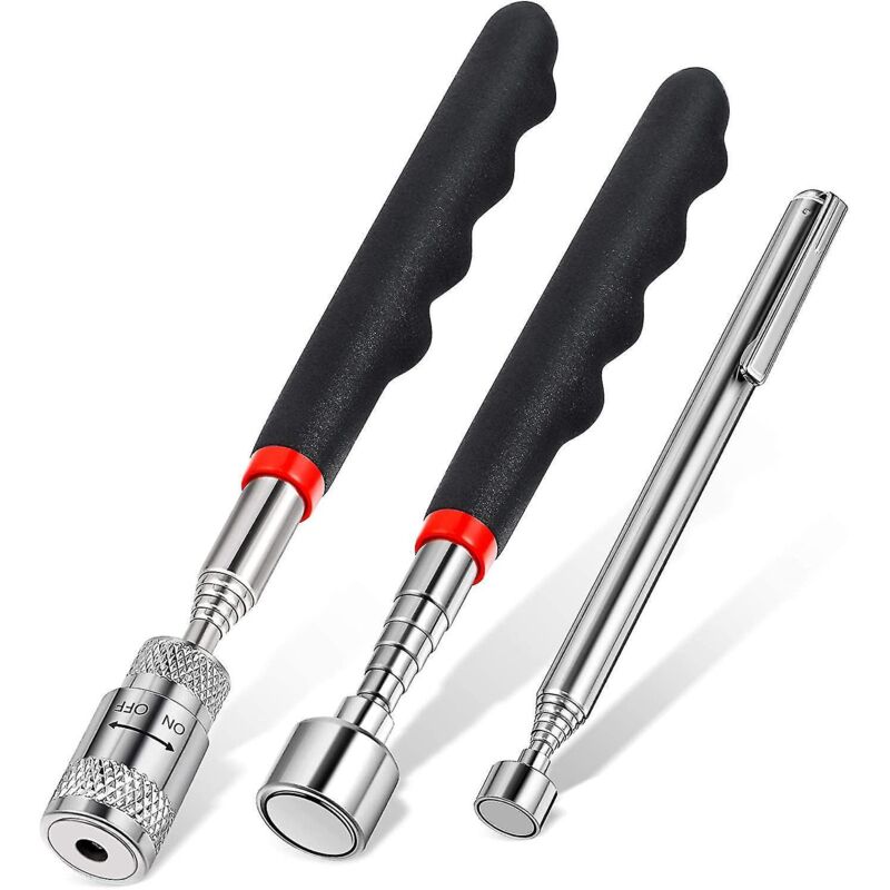 Set Aus 3 Teleskopierbaren Magnethebern, Bestehend Aus Einem 3,6 Kg Schweren Magneten Mit Led-licht Und Einem Magnetstab.