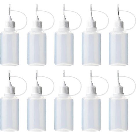 Packung Mit 10 Mehrzweck-tropfflaschen Mit Nadelspitze Für Flüssigkleber – 9,7 X 3 Cm – Transparent