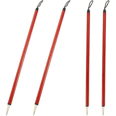 Set Mit 4 Chinesischen Pinseln Für Kalligrafie Und Malerei – 23,00 X 0,80 X 0,80 Cm – Dunkelrot