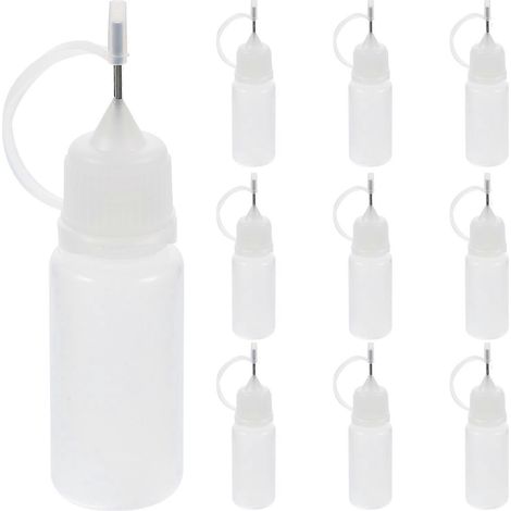 Set Mit 10 X 10 Ml Klebstoffapplikatoren Mit Nadelspitze Für Quilling (weiß) – 8,00 X 2,10 X 2,00 Cm – Weiß