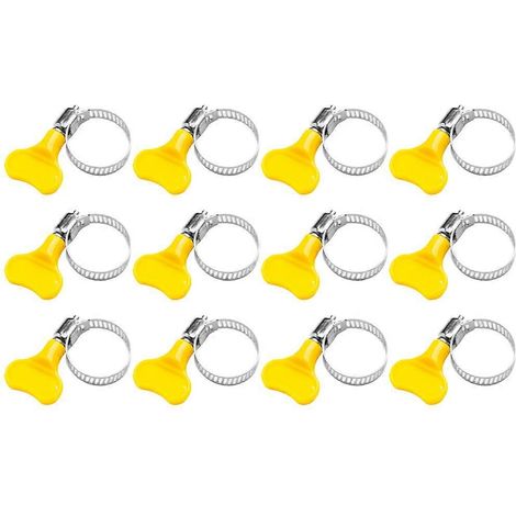 Set Mit 12 Verstellbaren Kunststoff-schlauchschellen Für Flexible Wasser- Und Ölschläuche – 2,5 Cm – Gelb