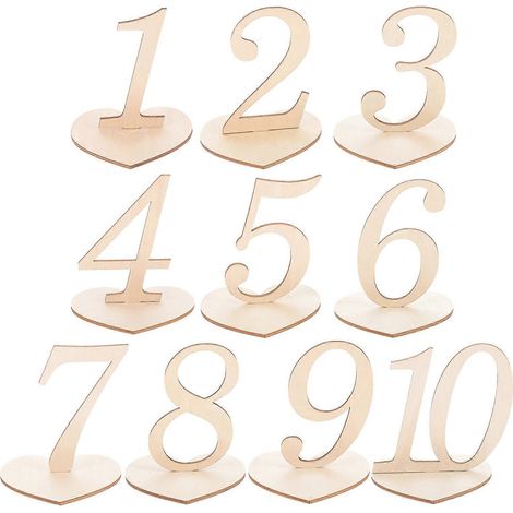 Set Mit 10 Tischnummern Aus Holz Für Hochzeiten, Empfänge Oder Caterings. – 9 X 8 Cm – Khaki 1