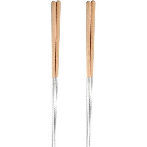Paar Rutschfeste Küchenstäbchen Aus Edelstahl, Nudelstäbchen – 40,00 X 1,20 X 1,20 Cm – Khaki