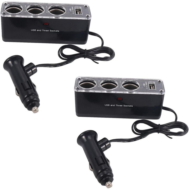 2 Multifunktions-3-wege-steckdosen Mit Zigarettenanzünder-splitter, Usb-ladegerät Und Dreifachem Dc 12v/24v-ausgang.