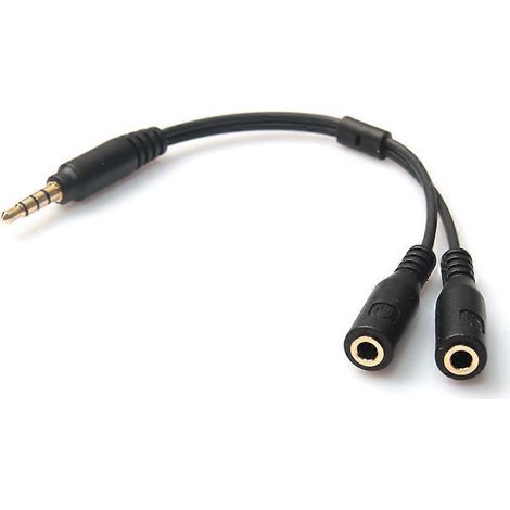 Y-splitter-kabeladapter Für Stereo-kopfhörer Und Mikrofone, 3,5-mm-klinkenstecker Auf 2 Klinkenbuchsen – Schwarz