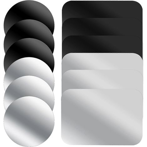 Set Mit 12 Selbstklebenden, Magnetischen Metallhalterungen, Rund Oder Rechteckig, Für Mobiltelefone Oder Autos. – 6,50 X 4,50 X 0,10 Cm