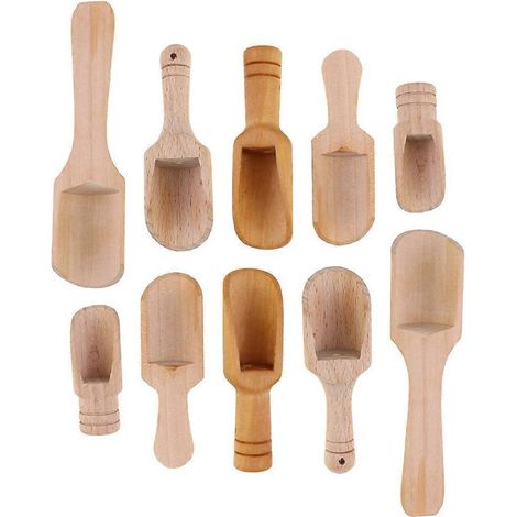 Set Mit 10 Holzsalzlöffeln, Kleinen Salzlöffeln, Holzteelöffeln, Gewürzlöffeln – 13 X 12 X 2,5 Cm