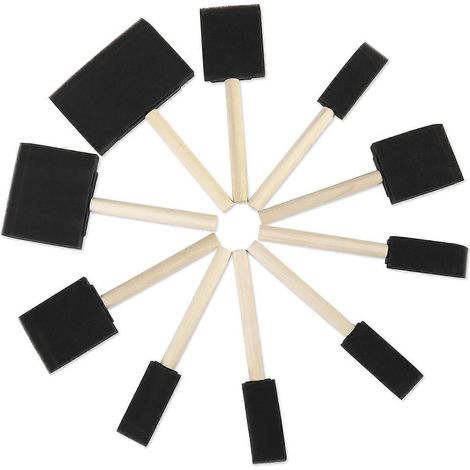 Rosenice Set Mit 10 Flachen Und Flexiblen Schwammpinseln Mit Abgeschrägten Spitzen Und Holzgriffen Für Kinder, Ideal Zum Malen, Für Ölbasierte Beizen, Lacke Und Emaille.