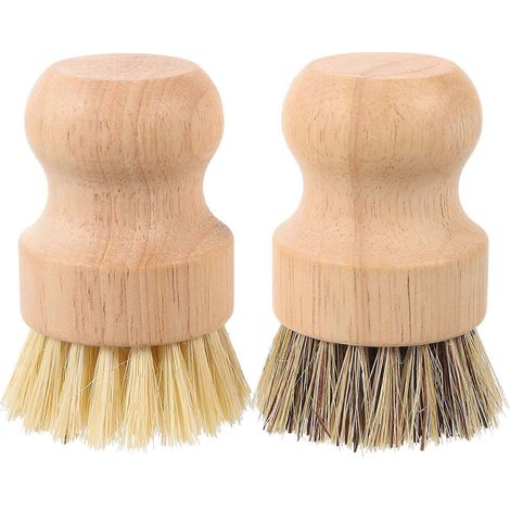 Set Mit 2 Küchenbürsten Aus Holz Zum Reinigen Von Geschirr, Töpfen, Pfannen Und Spülbecken (holzfarbe) – 8,50 X 6,50 X 5,00 Cm