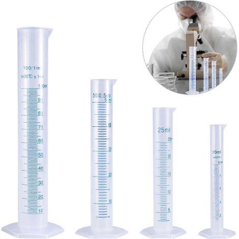Ueetek Set Mit 4 Transparenten, Graduierten Kunststoff-reagenzgläsern: 10 Ml / 25 Ml / 50 Ml / 100 Ml – 24,50 X 6,00 X 6,00 Cm